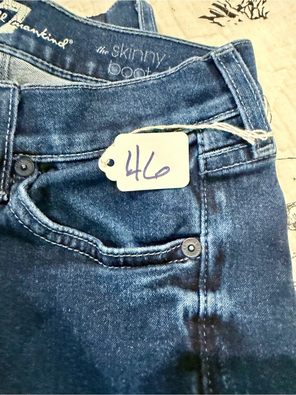 7 For All Mankind The Skinny Bootcut Jeans - Dark Blue Stretch - Size 24 - Picture 6 of 8